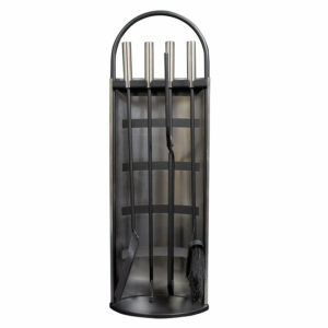 Fire Tool Set with Curved Stand SS Black 66 x 21.5cm  Base