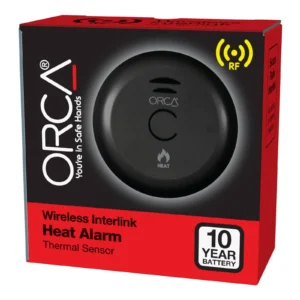 Orca Wireless RF Interlink Heat Alarm - Black